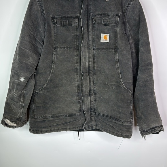 Vintage Carhartt C03 Arctic Black Insulated Canvas Chore Jacket Grunge Large 90s - Picture 3 of 12